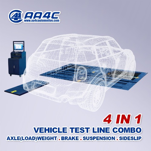  4 in1 vehicle test line brake roller side slip axle load suspension tester