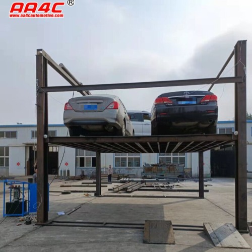 AA4C Oil cylinder +Chain 4 post parking lift for 3 cars parking on one decker  6T 3750mm high
