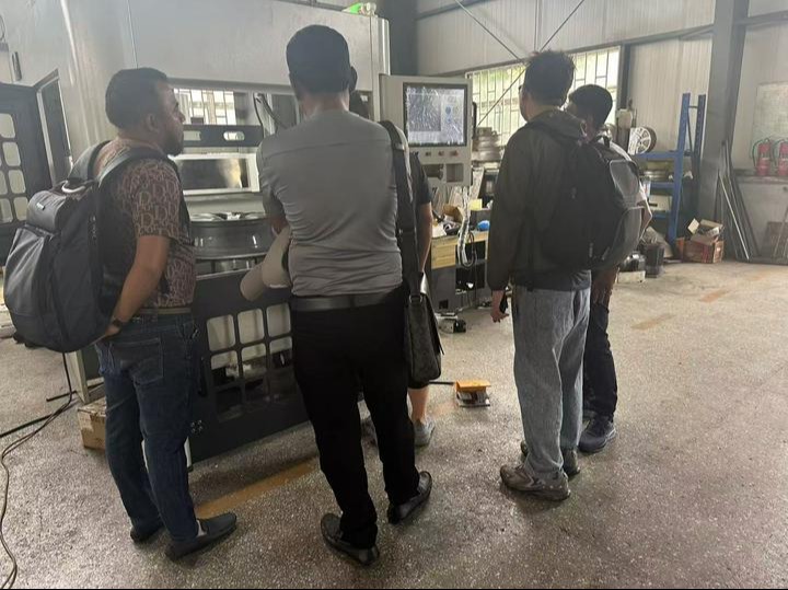 Client from Myanmar visit my factory to check Rim Diamond cutting machine 